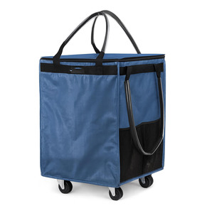 Custom Logo Extra Large PP Rolling Shopping <b>Bags</b> with <b>Wheels</b> and Handle Folding Rolling Tote Trolley - Product Image 1