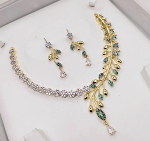 Conjunto de collar y pendientes AD de oro rosa Premium, joyería brillante para fiesta para mujer, Ideal para bodas y celebraciones - Product Image 5