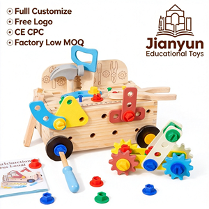Jouets de construction éducatifs STEM personnalisés 2026 en bois massif naturel, ensemble d'outils à vis pour enfants et garçons, jeu d'ingénierie - Product Image 1