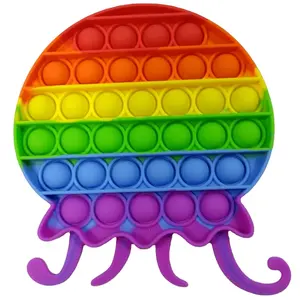 New octopus shape Stress relieve game rainbow silicone toys push bubble sensory set pop fidget toy pop