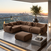 Canapé d'angle convertible minimaliste en tissu, revêtement en chenille, en forme de L, compressé, pour appartement, hôtel, villa