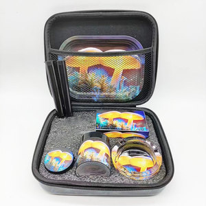Premium Luxury Wholesale Portable Smoking Kit Custom Rolling Tray Set with <b>Grinder</b> Aahtray Custom LOGO Smoking Accessories Set - Product Image 3