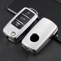 Housse de clé de voiture en fibre de carbone TPU pour VW Volkswagen Lavida Sagitar POLO Lamando Santana Bora