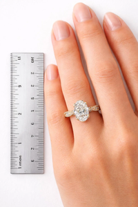 Bague de fiançailles et de mariage en diamant de laboratoire taille ovale, style Art Déco vintage, plaqué or rose platine, faite à la main, bague unique - Product Image 2