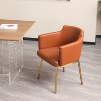Chaise de salle à manger en cuir de bonne qualité chaises de loisirs de restaurant fauteuil souple avec pieds en métal en acier meubles de salon