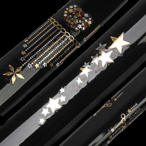 Katana Nera in Bambù Fatta a Mano, Motivo a Stelle, Carina e Bella, per Decorazione e Collezione - Product Image 3