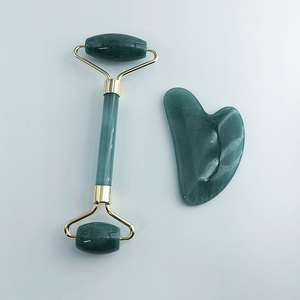 Custom Logo Crystal Stone Pink Rose Quartz Facial Massager Face Massage <b>Jade</b> <b>Roller</b> Gua Sha Set - Product Image 2