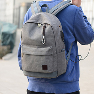 Unisex Vintage Style <b>Canvas</b>, Travel <b>Backpack</b> Usb Charging Port Waterproof Laptop Carrying System Zipper Shoulder Strap Handle/ - Product Image 1