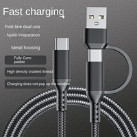 Cable de Carga USB Tipo-C Dos en Uno, Aleación de Aluminio, Nailon, Conductor de Cobre Puro, Carga Rápida de 3A para Teléfonos Móviles IOS y Computadoras