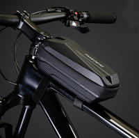 Sacoche de vélo en EVA rigide avec fermeture éclair, motif fibre de carbone, pour tube supérieur avant