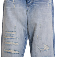 Jeans baggy à jambe large en denim lourd bleu délavé vintage avec fermeture éclair Jeans à jambes droites pour hommes
