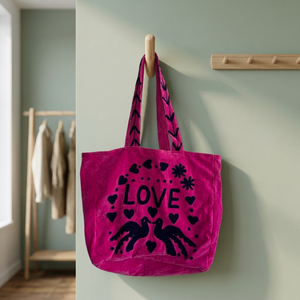 Wholesale Handmade Suzani Embroidered Velvet Tote Bag Luxury Love Bird Print Casual Shoulder Bag Eco-Friendly Shopping <b>Handbags</b> - Product Image 5
