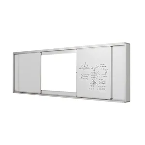 4300X1305Mm Horizontale Glijdende Porselein Whiteboard Premium Keramische Glijdende Whiteboard Voor Interactief Paneel