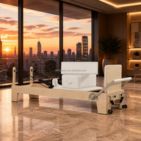 Reformer Kayu Maple Profesional Bahan Ramah Lingkungan Pegas yang Dapat Disesuaikan Pengiriman Cepat Pilihan Studio Yoga