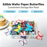Papier Wafer A4 en Gros, Boîte de Rangement Transparente à Motifs Floraux, Vente Directe Usine, Fournisseur OEM, Décoration de Gâteaux en Stock