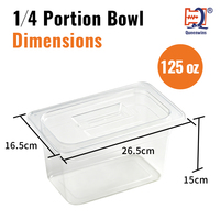 Bac GN en polycarbonate transparent de qualité alimentaire, multi-tailles, empilable, avec couvercle, pour buffet d'hôtel et restauration