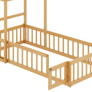 Montessori เตียงไม้แบบบูรณาการราวตากผ้าหัวเตียงที่ถอดออกได้ในร่มเพลย์เฮ้าส์สำหรับเด็กวัยหัดเดินโรงเรียนโรงพยาบาล - Product Image 5