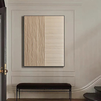 Grande toile murale beige texturée 3D, style Wabi-Sabi minimaliste, œuvre d'art faite à la main, peinture à l'huile peinte à la main