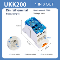 Boîte de jonction de distribution de bornes de câblage UKK200A, bornes sur rail DIN, cuivre étamé
