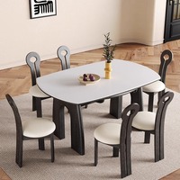 Ensemble table et chaises de salle à manger en bois massif de style nordique, mobilier intégré pour salon et maison, style rustique moderne
