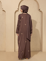 Abaya Hijab longue brodée en polyester léger et décontracté pour femmes adultes, collection Sanash SC0315, best-seller