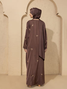 Vêtements pour femmes les plus vendus, broderie Abaya Hijab, robe musulmane, kimono, Eid, manches longues, ample, ensemble Abaya arabe Dubaï - Product Image 5