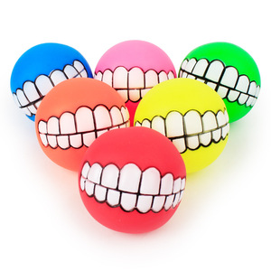 Funny Durable Eco-Friendly <b>Dog</b> Toy Smile Rubber <b>Ball</b> with Squeaky Feature for Interactive Training - Product Image 2