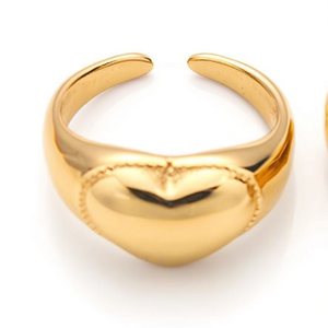 Fashion <b>Rings</b> 316L Stainless Steel PVD Gold Plating Heart Shape Adjustable For Women Men Jewelry - Product Image 1