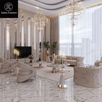 Ensemble de meubles de salon modernes haut de gamme, canapé en velours italien de luxe, fauteuil et table basse en marbre, sur mesure pour villa et manoir