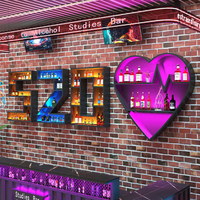 Rak Anggur Desain Baru Modern Rak Pajangan Bar Terpasang di Dinding Dengan Lampu LED