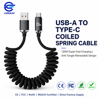 Câble USB 2.0 AM vers Type C avec E-Marker, tressé en nylon, à ressort, 120W 480Mbps pour charge rapide de téléphone, fabricant OEM/ODM LUNGKAY