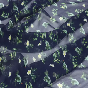 ชุดเดรสสำหรับผู้หญิงผ้าโปร่งทำจากผ้าไหมเนื้อนุ่มพิมพ์ลายดอกไม้นกพิราบอย่างสงบสไตล์หรูหรา - Product Image 5