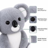 Coussins Koala en Peluche de Polyester en Gros, Jouet en Peluche Doux en Coton PP, Compagnon Anti-Stress, Cadeau de Noël Unisexe OEM/ODM