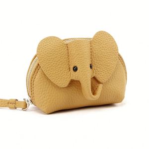 Porte-clés mini sac en cuir de vachette personnalisé, motif animal mignon, écologique, en cuir véritable, porte-monnaie éléphant léger - Product Image 2
