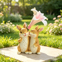 Ornement animalier mignon en résine pour la Saint-Valentin avec lumière solaire - Peint à la main, imperméable, décoration de maison, cadeau