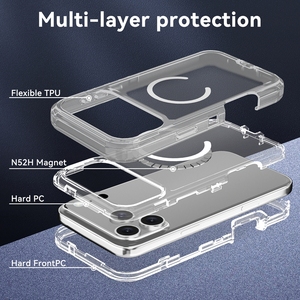 Nueva Funda Magnética Antigolpes para Móvil, Diseño Transparente tipo Armadura de PC, para <span class=keywords><strong>iPhone</strong></span> 17 Pro Max, 16, 15, 14, 13 - Product Image 2