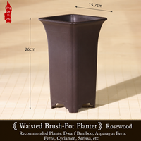 Pot de fleurs carré en résine 15,7 cm, plusieurs trous de drainage, écologique, style chinois simple, pour utilisation sur bureau ou dans un jardin, idéal pour orchidées et bonsaïs