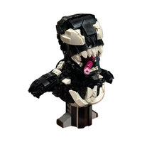 Funbuild MOC-254594 Ensemble de blocs de construction d'ornements vintage en forme de créature aux tons sombres, modèle de sculpture de tête de monstre MOC