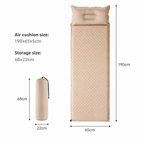 Matelas Gonflable Automatique Direct Usine en PVC Enduit 75D Pongee Simple Double avec Oreiller pour Camping et Randonnée en Extérieur Portable