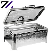 Set Pemanas Makanan Mewah dan Klasik dengan Tutup Kaca Hidrolik, Ditempa Tangan, Bahan Stainless Steel 304 Aman untuk Makanan, Desain Embos Mewah