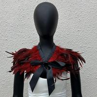 Châle en plumes multicolores avec ruban noir pour carnaval, Halloween, cosplay, fête masquée, événement, tenue assortie