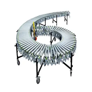 DZJX Folding Telescopic Extendable Roller Conveyor With Skate Roller Components Frame Power Flexible Roller Conveyor Line
