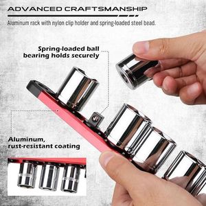 Magnetic Socket Holder Organizer <b>Set</b>: 6-Piece Detachable 1/4, 3/8, 1/2 Socket Trays Socket Organizer for <b>Tool</b> <b>Box</b> Drawer Holds - Product Image 3