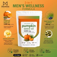Capsules molles 2-en-1 sans OGM, huile de graines de citrouille et palmier nain, complément alimentaire antioxydant, sans gluten pour adultes