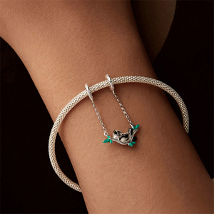 จี้เงิน S925ไม้ไผ่ฟอเรสต์แพนด้าทำจากเงินดั้งเดิมผลิตภัณฑ์ยอดนิยมสร้อยข้อมือเงินแท้ - Product Image 6