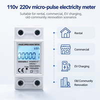 Meter Energi Digital Satu Fasa dengan Lampu Latar LCD, 110V 220V 5(60)A Din Rail KWh Meter, Akurasi Kelas 1.0, Rumah Sewa