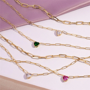 ROXI ขายส่ง สร้อยคอรูปหัวใจหลากสีสัน สไตล์ INS สร้อยคอแบบคลิปหนีบกระดาษ จี้รูปหัวใจสำหรับผู้หญิง - Product Image 3