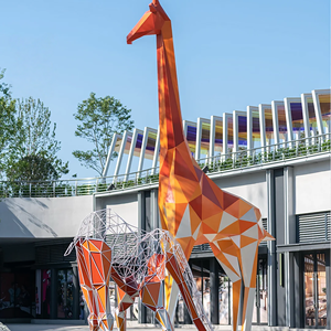 Sculpture géante personnalisée en résine de fibre de verre, <span class=keywords><strong>girafe</strong></span> géométrique, statue d'animal d'extérieur pour la décoration des zoos - Product Image 2