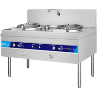 Kompor Wok Listrik Komersial 2 Tungku untuk Memasak Masakan Cina, Kompor Gas 2 Plat untuk Restoran