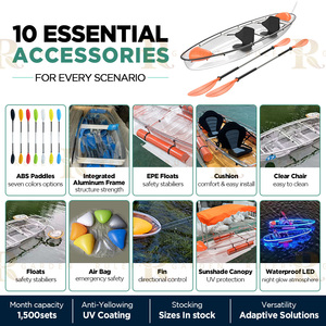 Kayak Transparente para 2 Personas, para Deportes Acuáticos en Lagos y Piscinas, Asientos Dobles Reforzados, Kayaks de Policarbonato Cristal con Toldo - Product Image 5
